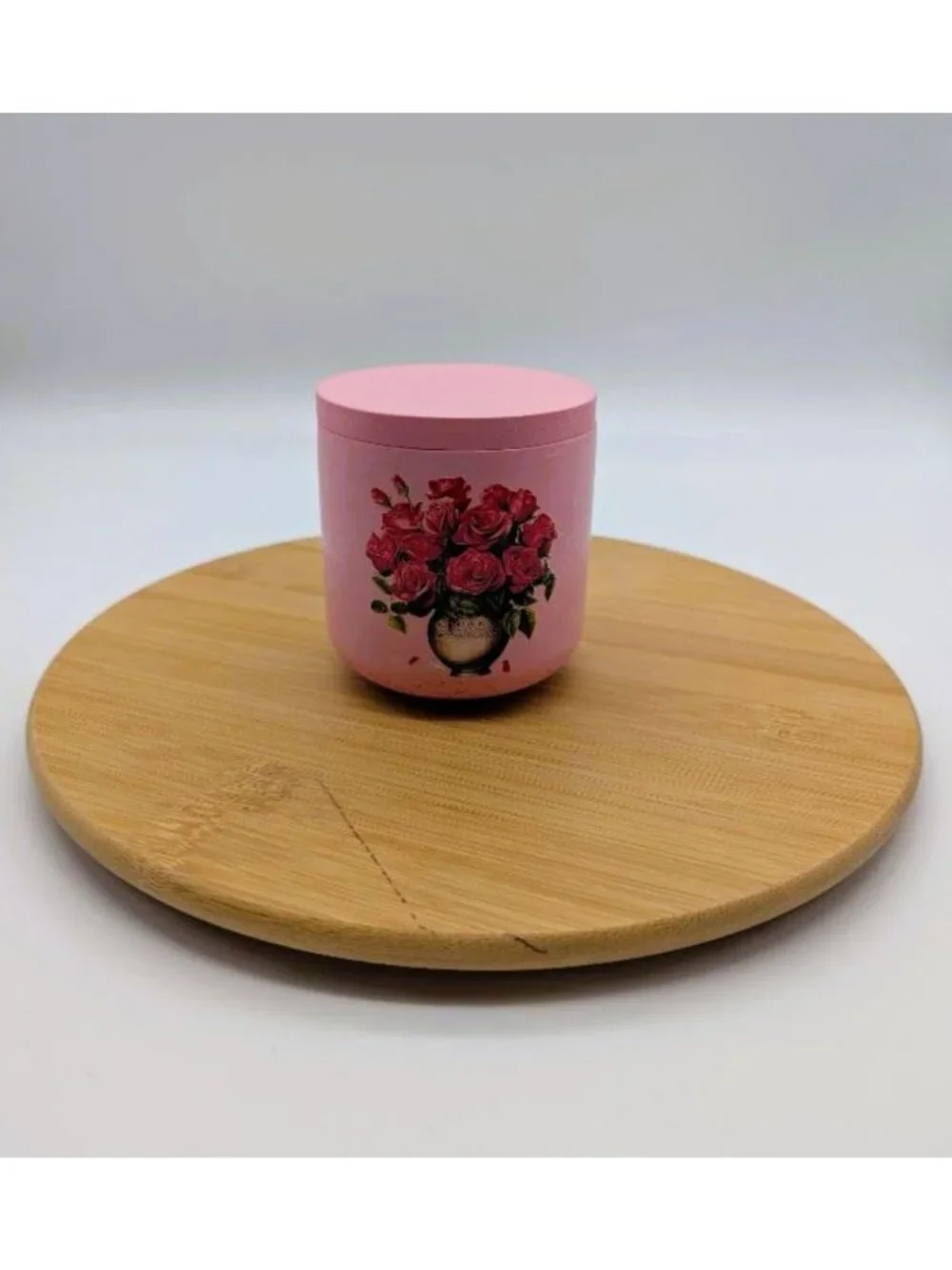 Handcrafted Eco Resin Pink Floral Lidded Trinket Jar with Roses